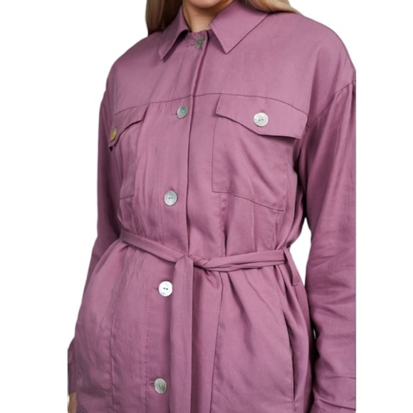 Native Youth 100% lyocell purple AMELIA boxy shacket jacket L - Picture 1 of 13